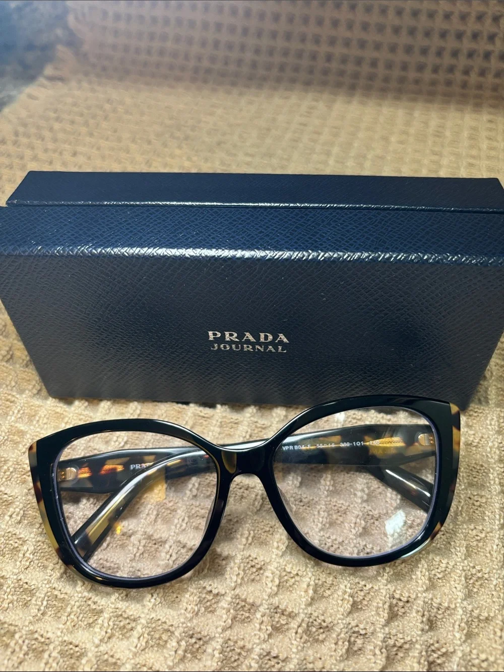 PRADA Black with Tortoiseshell Cat-Eye Optical Frames